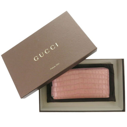 Gucci Round Zipper 374850 Matte Croc Purple Long Wallet Purple 1313 Gucci