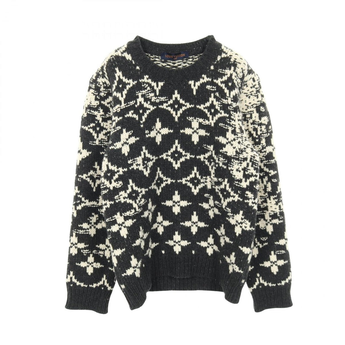 Louis Vuitton Knit Distorted Monogram Tpa Wool Sweater Gray White