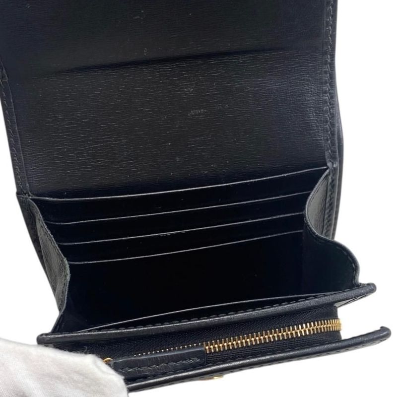 Gucci Bifold Wallet Horsebit 1955 Wallet 621891 Leather Black Gold Hardware