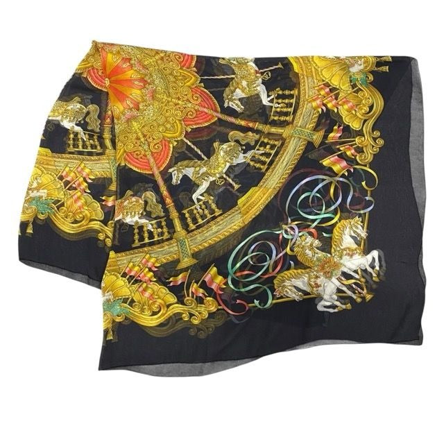 Hermes Scarf Carre 140 LUNA PARK Amusement Carousel All Over Pattern Large