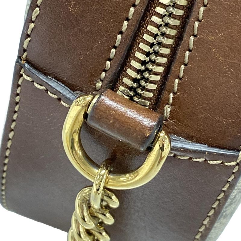 Gucci Shoulder Bag GG Plus GG Supreme 409535 Dark Brown And Beige Chain