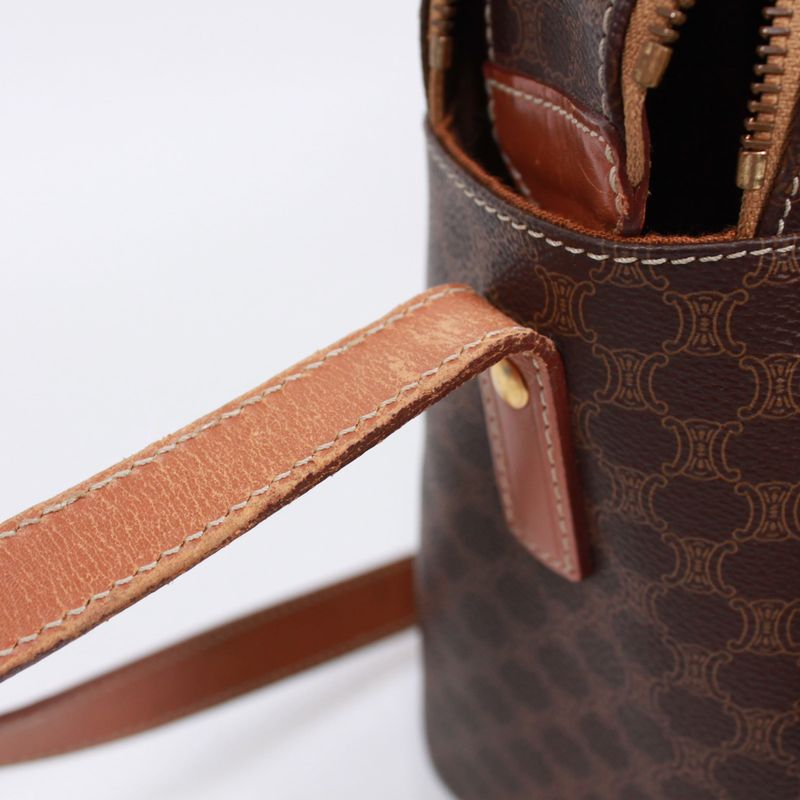 Celine Macadam Leather X PVC Brown Shoulder Bag Gold
