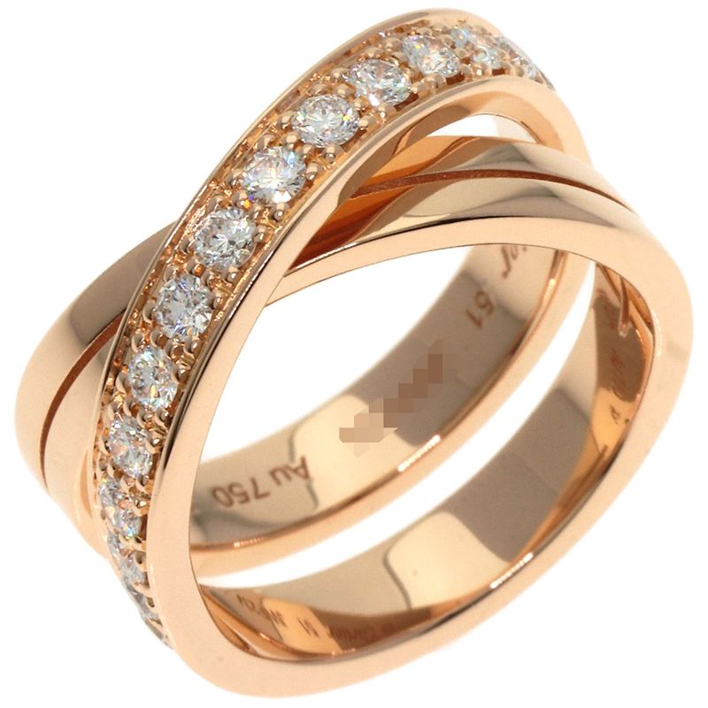 Cartier Etancel De Cartier Diamond #51 Ring 18K Pink Gold Ladies