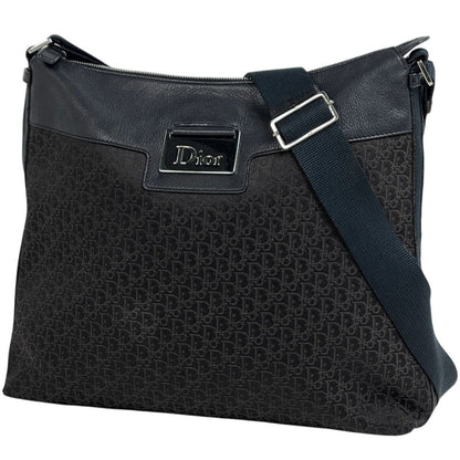 Dior Trotter Pattern Shoulder Bag Logo Street Chic Canvas Black