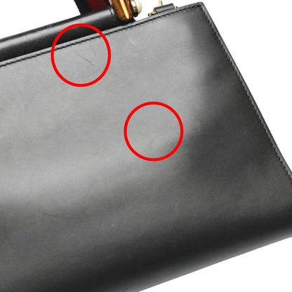 Gucci 459076 Leather Bamboo 2-way Bag Handbag Gucci Black