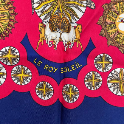 Hermes Scarf Silk Carre 90 le Roy Soleil Sun King Navy — view 6