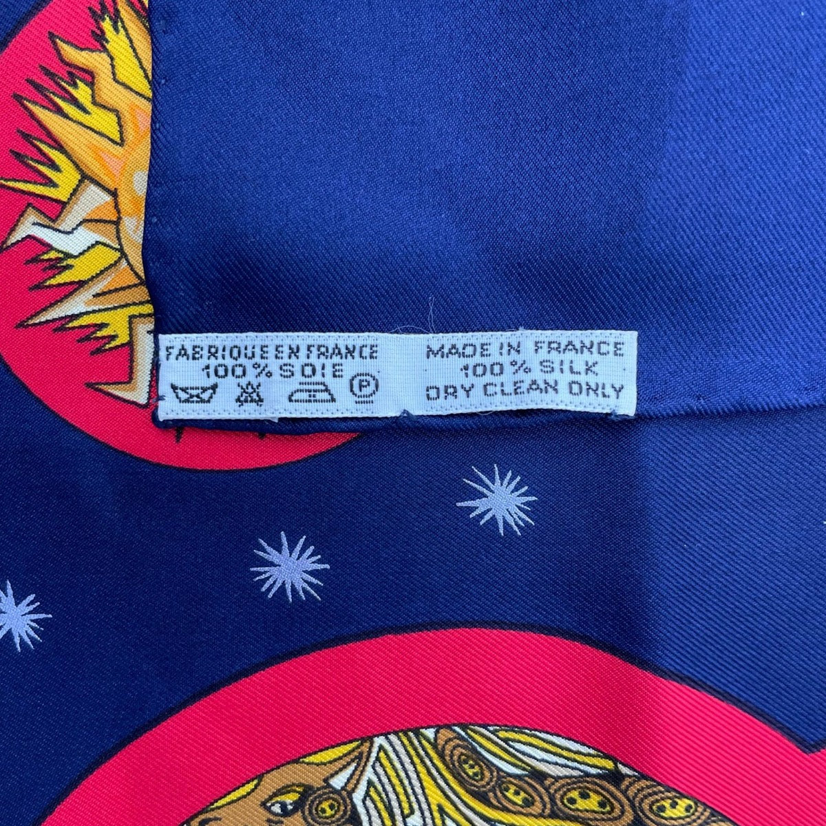 Hermes Scarf Silk Carre 90 le Roy Soleil Sun King Navy — view 8