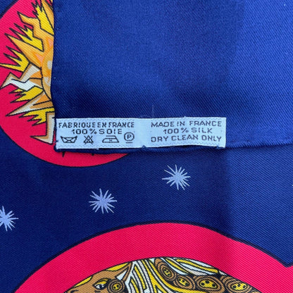 Hermes Scarf Silk Carre 90 le Roy Soleil Sun King Navy — view 8