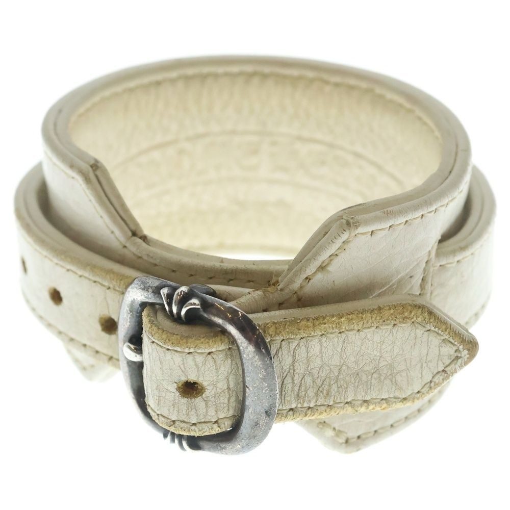 Chrome Hearts R&r Rock'n'roll Leather Bracelet White Silver
