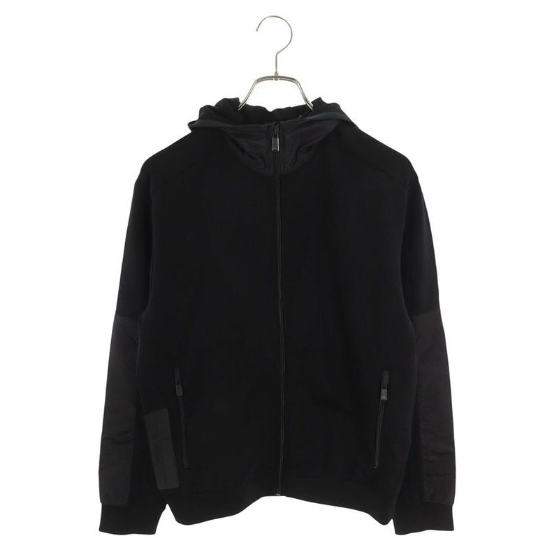 Prada Rubber Logo Nylon Cut Replacement Zip Up Hoodie