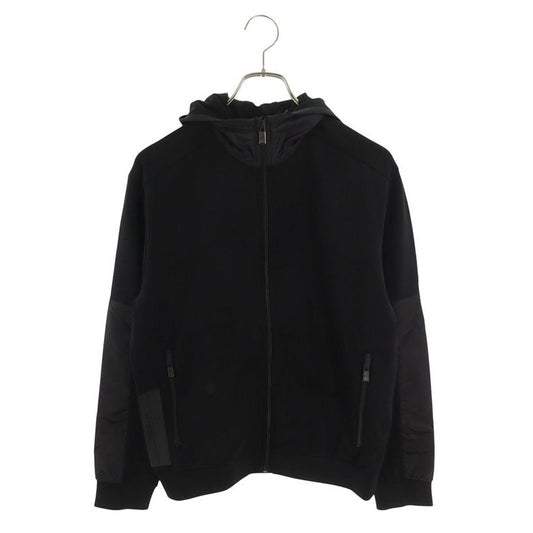 Prada Rubber Logo Nylon Cut Replacement Zip Up Hoodie