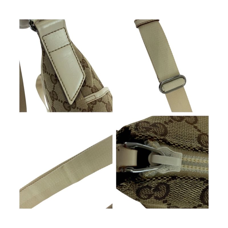 Gucci Beige Ivory Silver Hardware GG Canvas 145857 Shoulder Bag Pochette Women