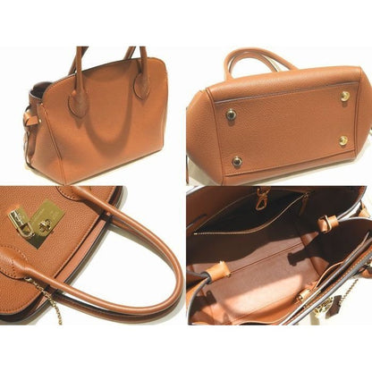 Louis Vuitton Mila PM 2-Way Tote Brown Calf Leather Handbag Gold 8C — view 2