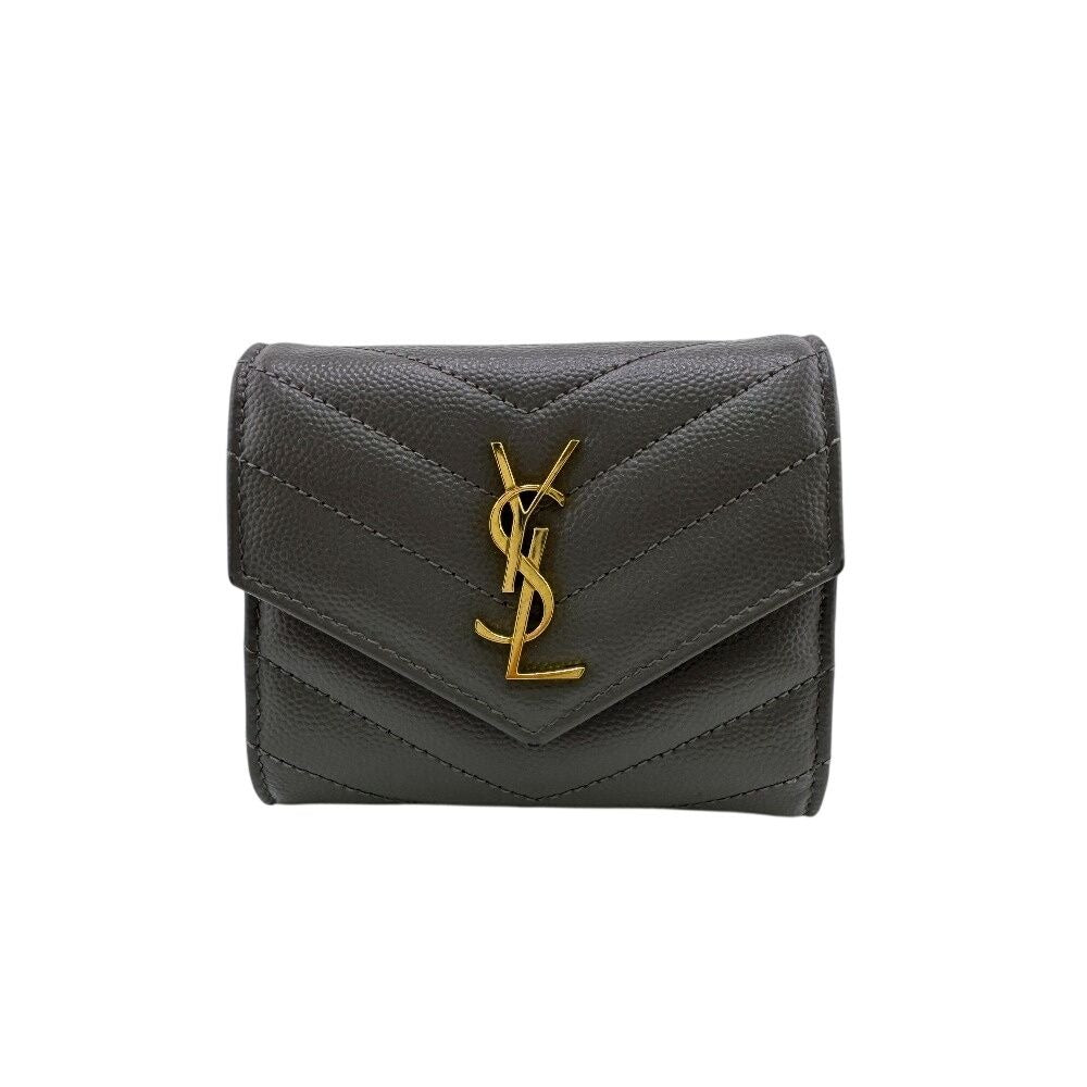 Saint Laurent Stitch Trifold Wallet Gray