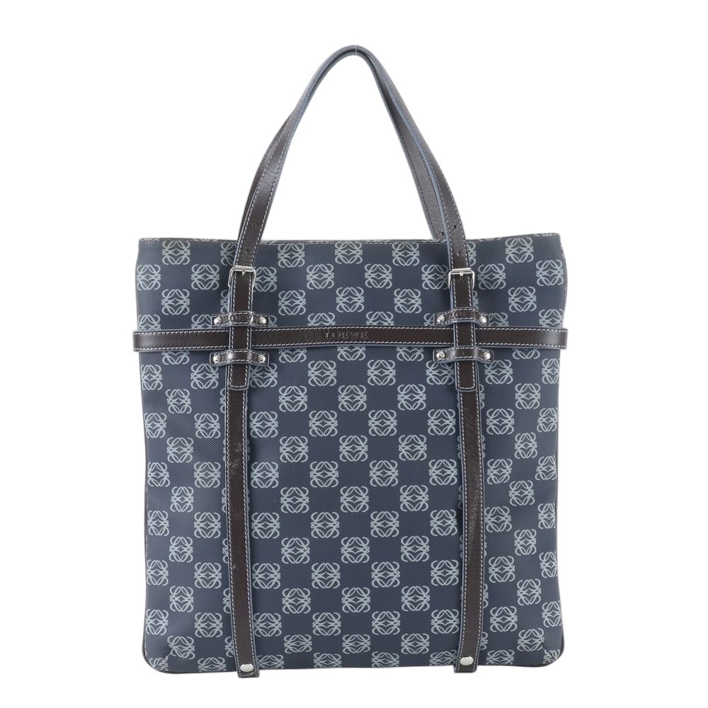 Loewe Anagram Leather Tote Shoulder Hand Navy