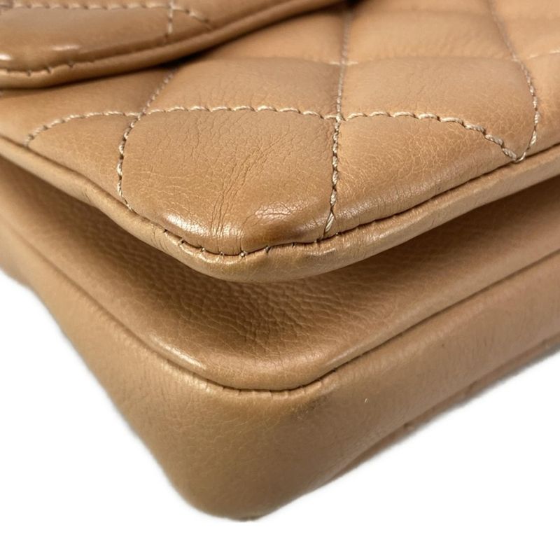 Chanel Shoulder Bag Single Flap Matelasse Light Brown Chain Shoulder/vintage