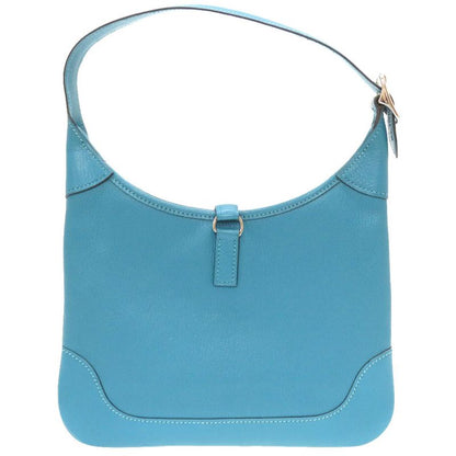 Hermes Trim 24 Chevre Turquoise Silver Hardware □H Engraved Shoulder Bag Blue