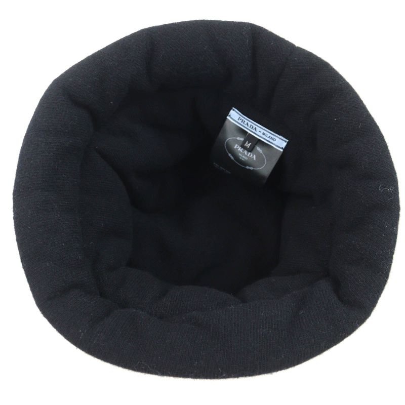 Prada 2022 1hc248 Wool Cashmere Logo Padded Knitted Bucket Hat Black White Red