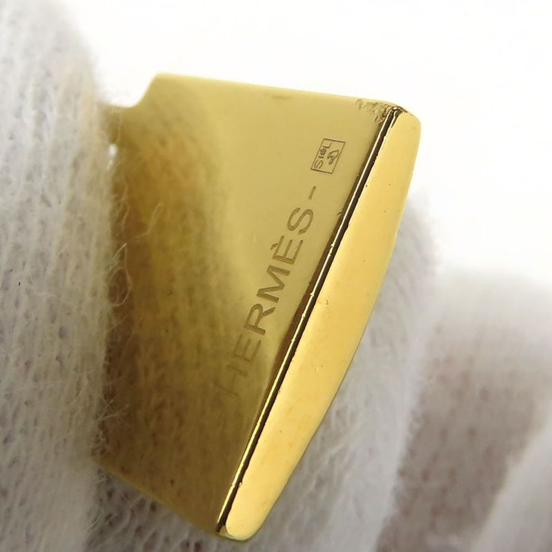 Hermes Necklace Eau Kelly Cadenas Metal Leather Gold Brown GP Engraved Y