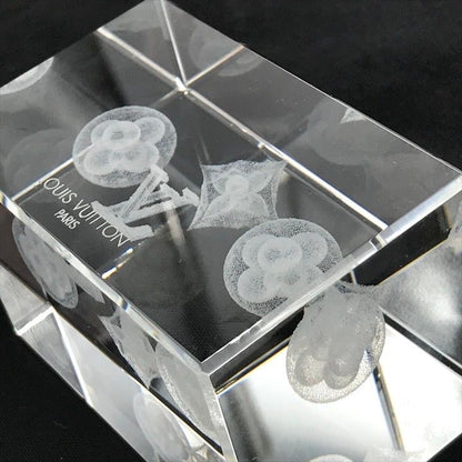 Louis Vuitton Monogram Crystal Paperweight Object Clear Figurine 