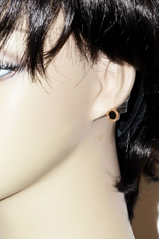 Bulgari Earrings 18K Pink Gold Onyx Bulgari Single Earrings Only One Side 354730