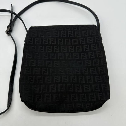 Fendi 2305 8bt075 Zucchino Shoulder Bag Canvas Black Ladies Men Fashion