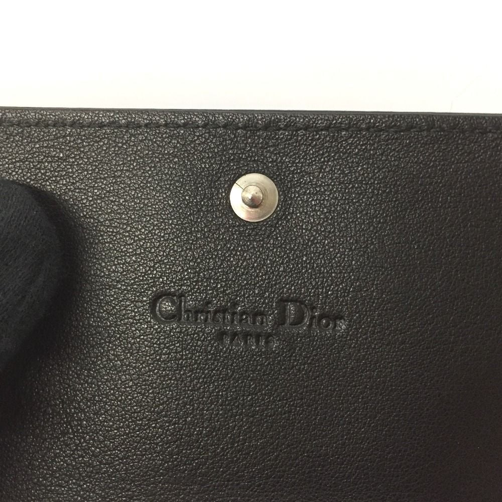 Christian Dior Enamel Cannage Card Case Black
