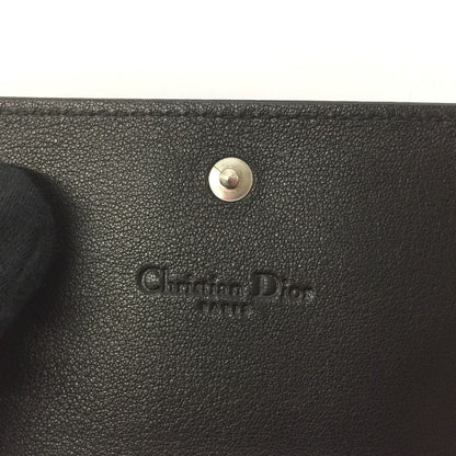 Christian Dior Enamel Cannage Card Case Black