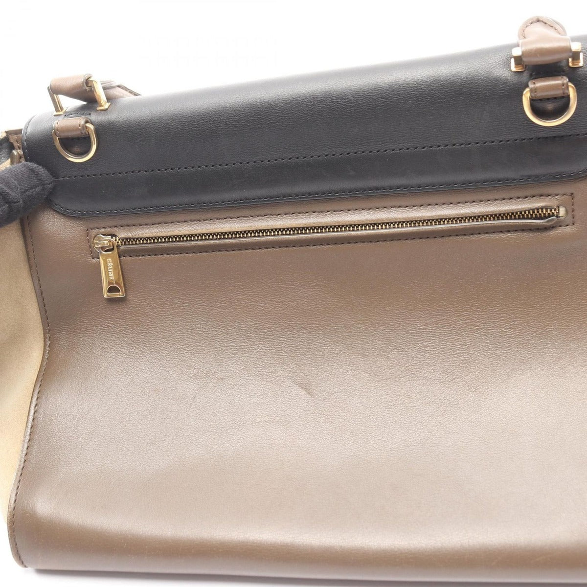 Celine Handbag Trapeze Black Beige Brown Leather — view 12