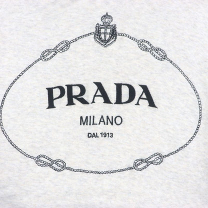 Prada 23AW Ujl24b 100% Cotton Front Logo Embroidery Hoodie Pullover Hoodie