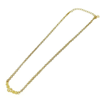 Christian Dior GP Rhinestone CD Logo Necklace Women's Gold 404730 Necklace