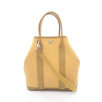 Hermes Tote Garden File PM Foin Canvas Yellow. Beige