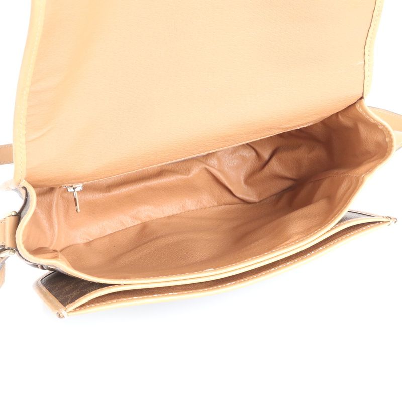 Vintage Celine Macadam Leather Shoulder Bag Crossbody Brown Women ERE Cw32-5