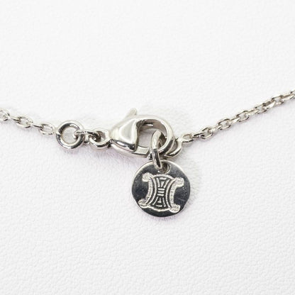 Celine Bag Shape Necklace Silver Pink Stone Bag 24-4636