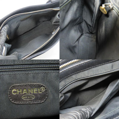 Chanel Tote Bag Caviar Skin Black Gold Hardware Shoulder Logo Embroidery 4th
