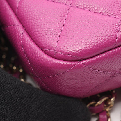 Chanel Shoulder Bag Quilted Chain Phone Case Wallet Purple Leather — view 7