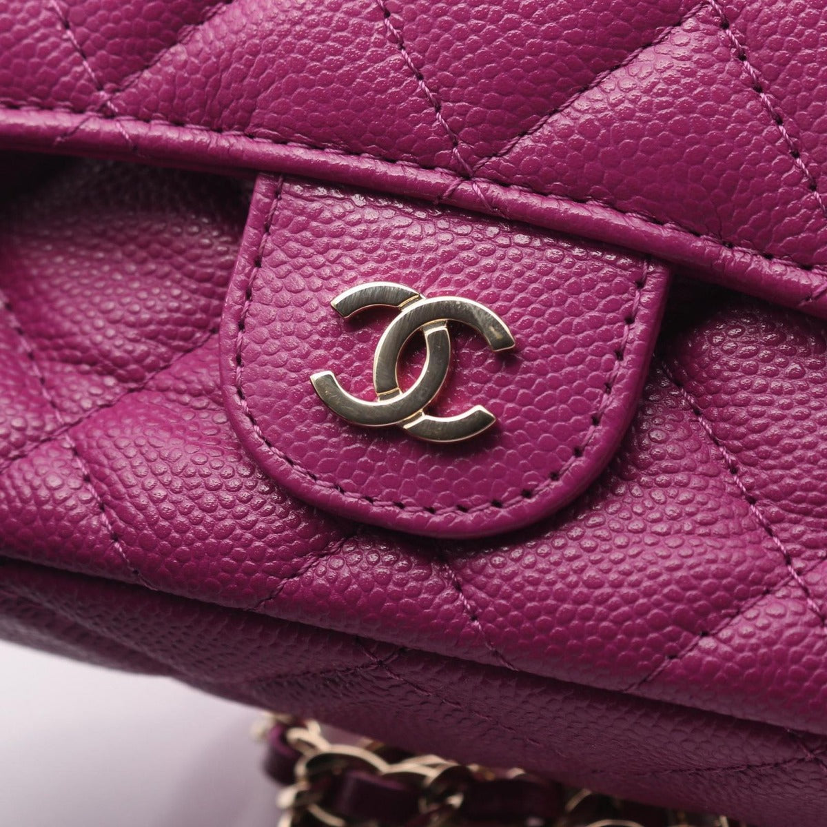 Chanel Shoulder Bag Quilted Chain Phone Case Wallet Purple Leather — view 8