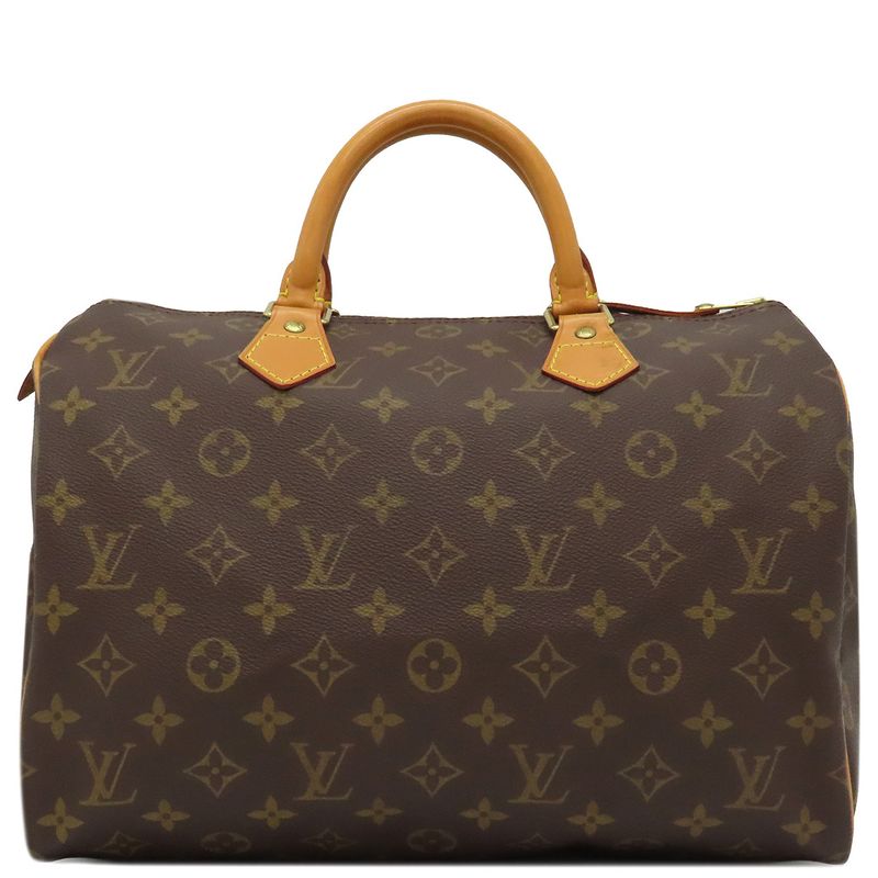 Louis Vuitton Handbag Speedy 30 Monogram Canvas Monogram Gold Hardware Brown