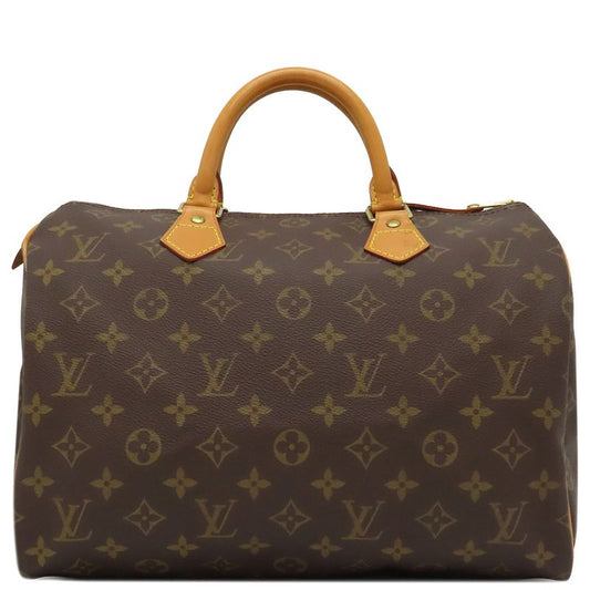 Louis Vuitton Handbag Speedy 30 Monogram Canvas Monogram Gold Hardware Brown