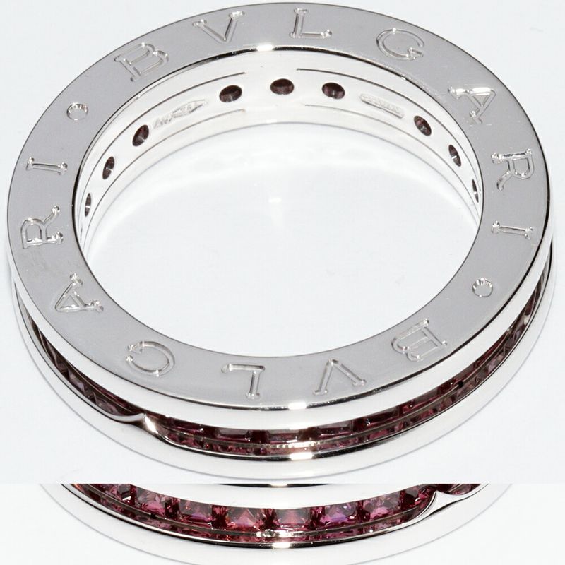 Bulgari Ring 18K White Gold Rhodolite Garnet Bzero1 Ring XS An852563