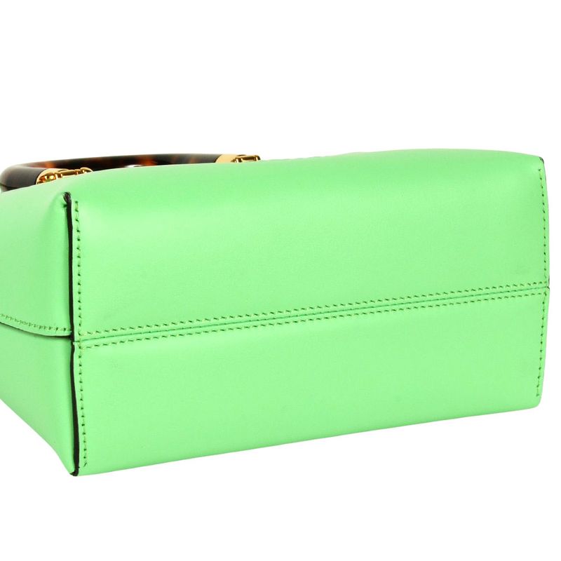 Fendi By The Way Mini Handbag Leather 8bs067 ABVL Green Shoulder Bag