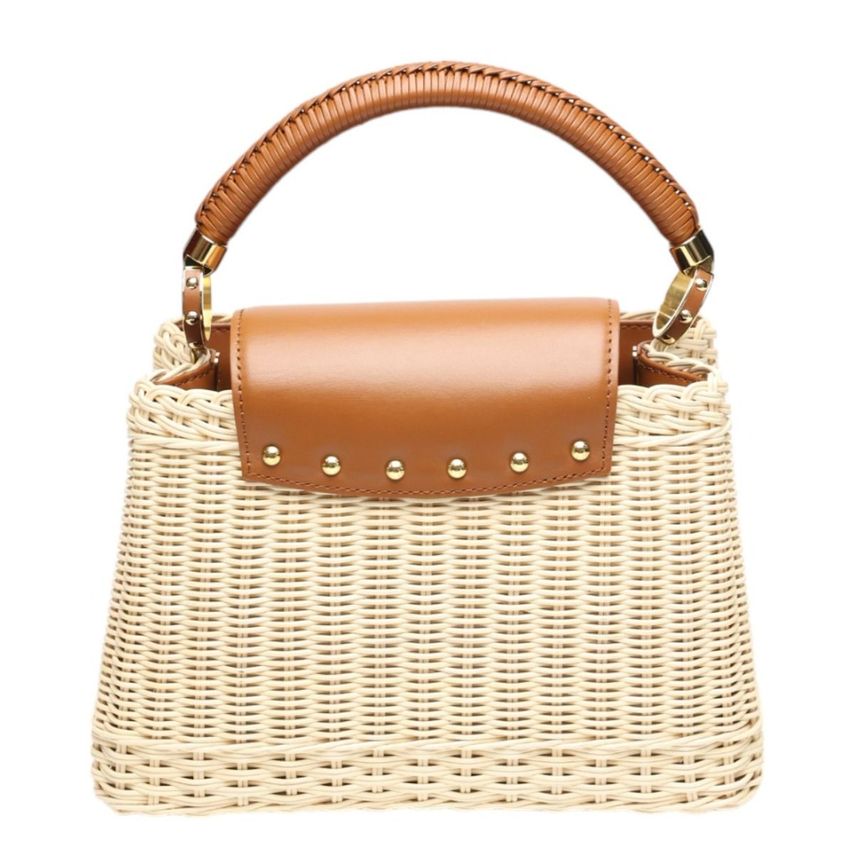 Louis Vuitton Capucines BB Leather Rattan Shoulder Bag