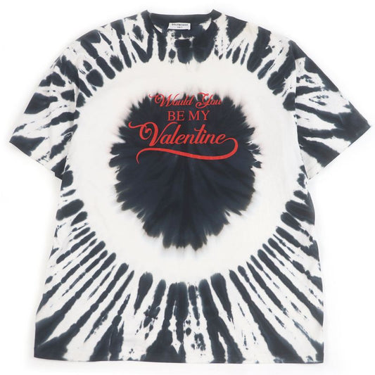 Balenciaga 684155 Tie-dye Pattern Crack Logo Print Oversized Short Sleeve