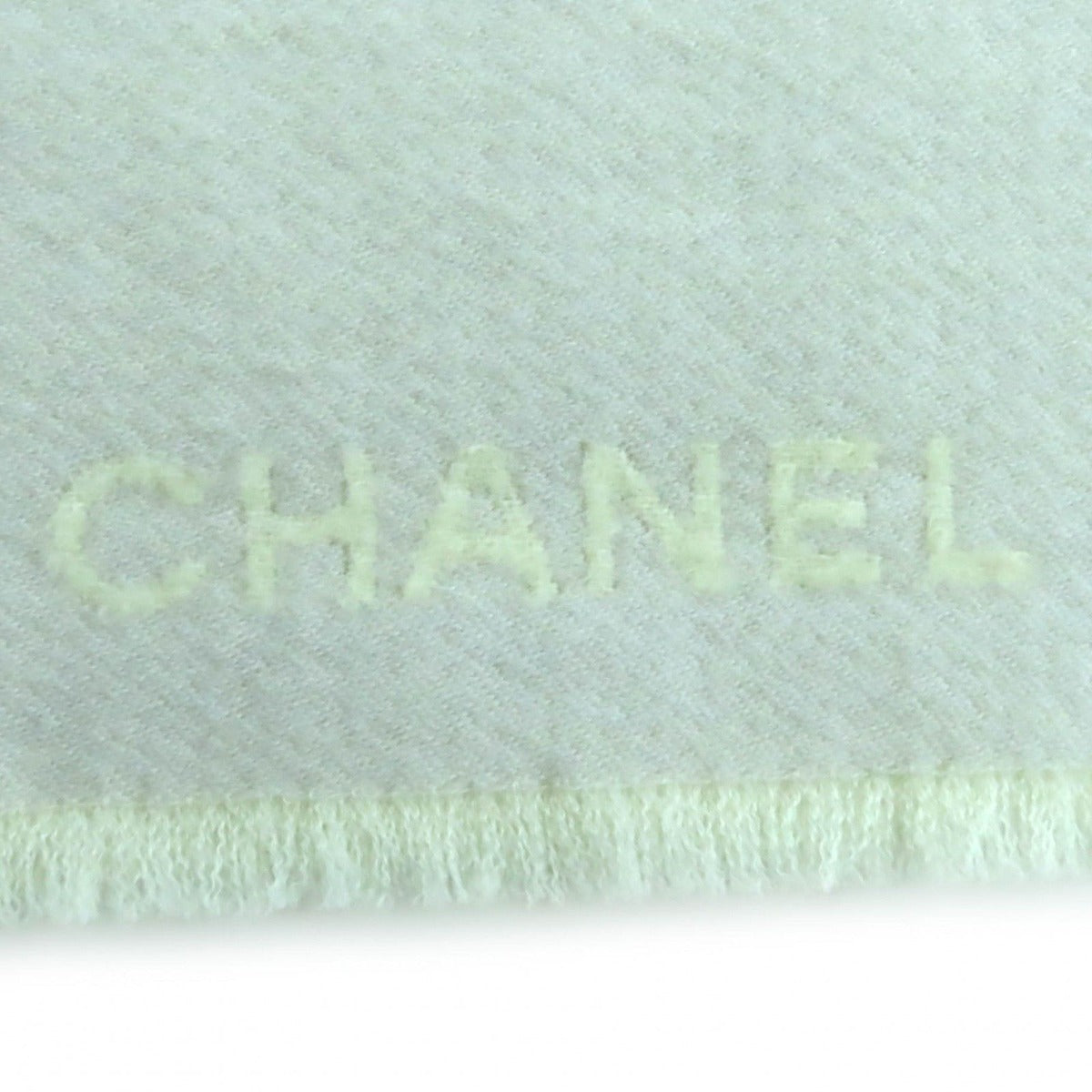 Chanel Coco Mark Quilted Design With Fringe Wool Large Shawl Gray — view 8