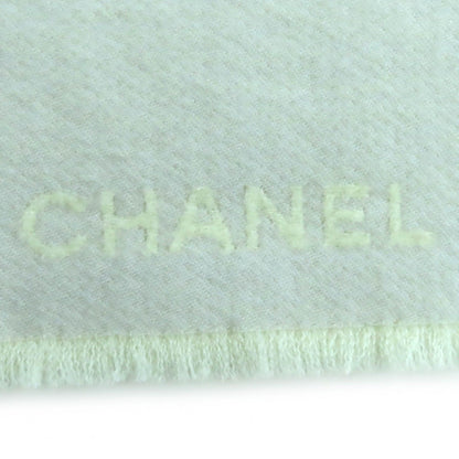 Chanel Coco Mark Quilted Design With Fringe Wool Large Shawl Gray — view 8