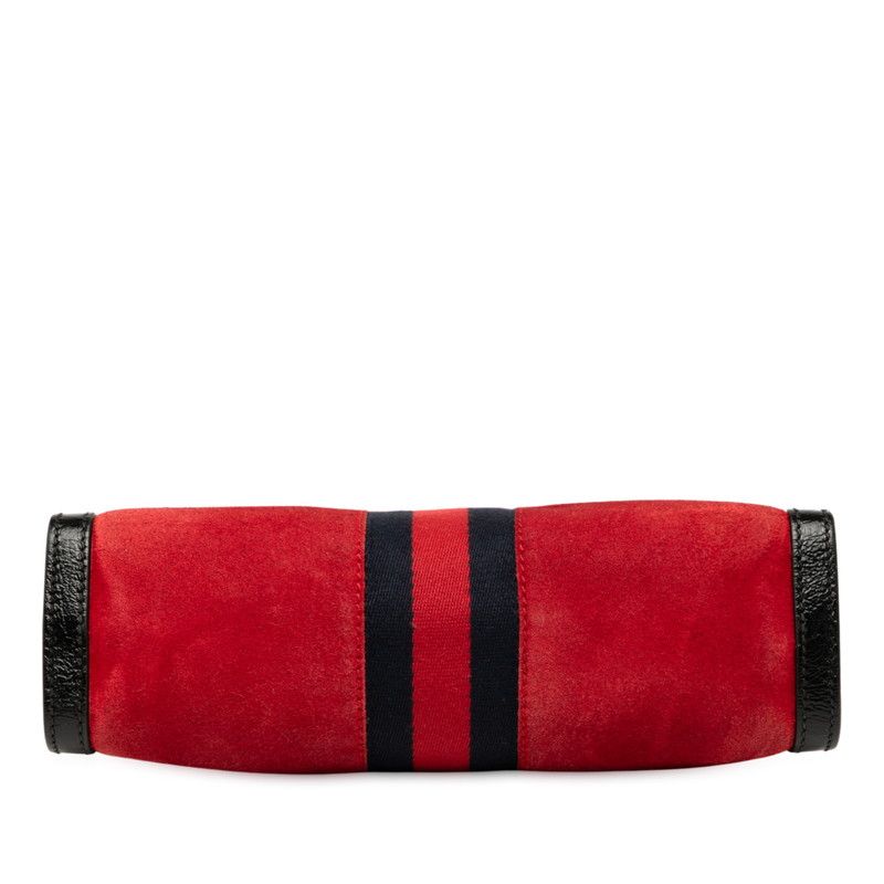 Gucci Ophidia Sherry Line Chain Shoulder Bag 503877 Red Black Suede Leather