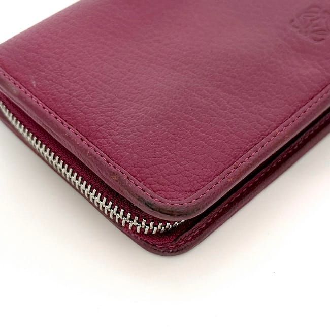 Loewe Round Zipper Long Wallet Pink Amazona Wallet Leather Preowned
