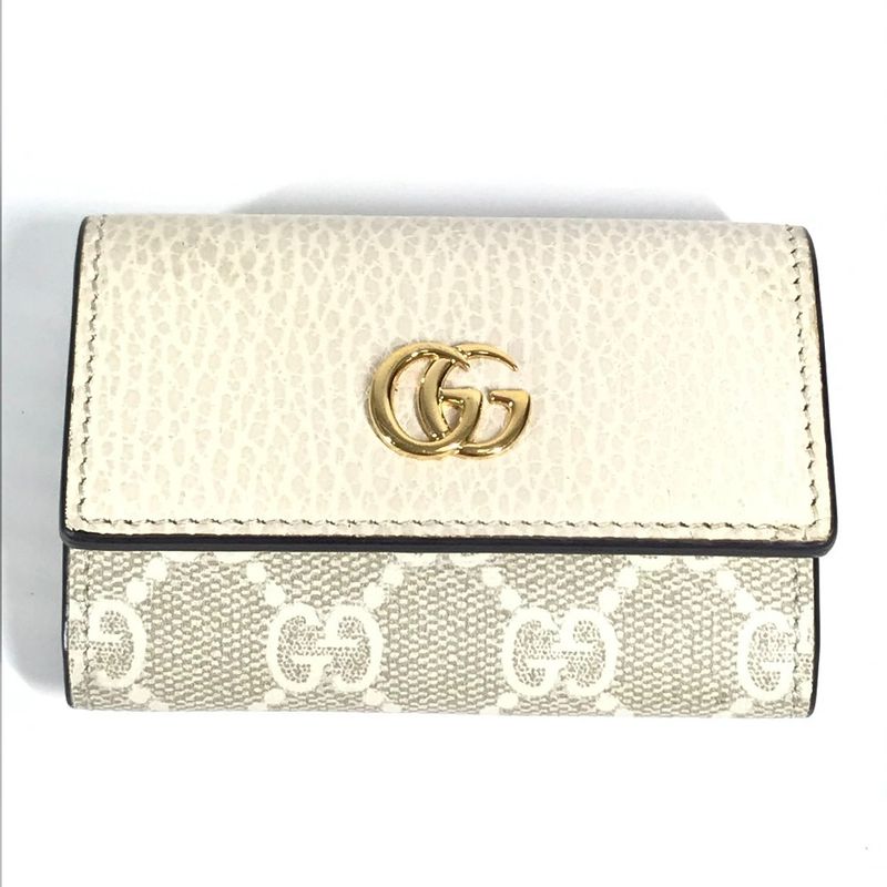 Gucci Key Case GG 456118 Pvc/leather Beige