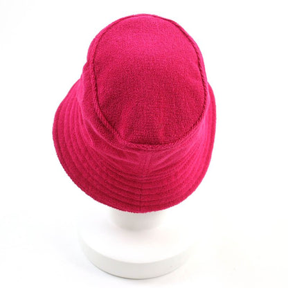 Hermes Davis Hat 100% Cotton Pile Bucket Hat With Logo Patch Shocking Pink 57
