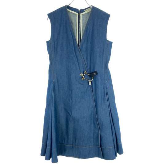 Balenciaga Key Ring Sleeveless Denim Dress 413275 Indigo Blue 34